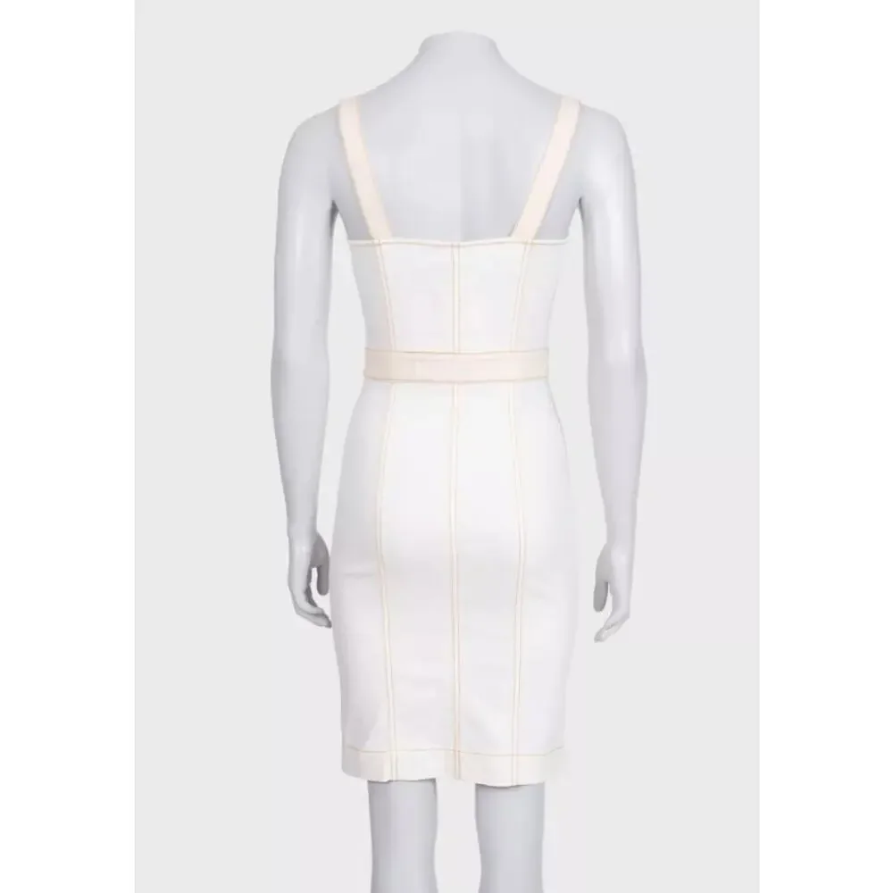 Chanel White Denim Sundress with Gold Buttons Sz.34